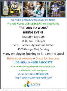 Return to work hiring event flyer